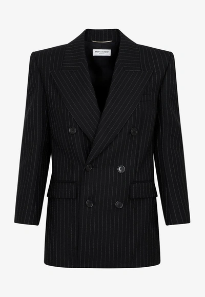Saint Laurent Double-breasted Tailored Blazer In Black