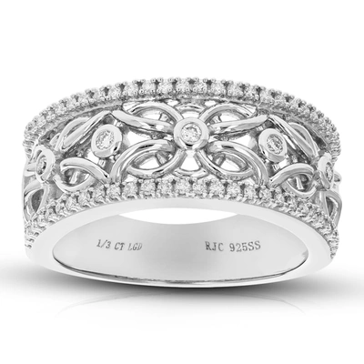 Vir Jewels 1/3 Cttw Round Cut Lab Grown Diamond Wedding Band 61 Stones .925 Sterling Silver Prong Set