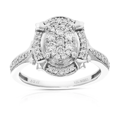 Vir Jewels 1/2 Cttw Round Cut Lab Grown Diamond Engagement Ring .925 Sterling Silver Prong Set