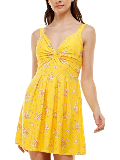 Planet Gold Juniors Womens Knit Floral Mini Dress In Multi