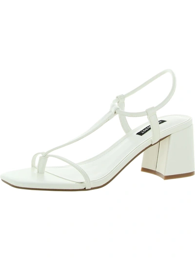 Nine West Gardeen 3 Womens Faux Leather Thong Block Heels In White