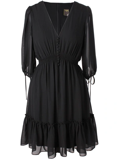 Taylor Smocked Chiffon A-line Dress In Black