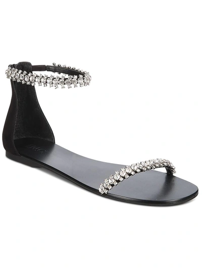 Inc Givele Womens Faux Suede Rhinestone Ankle Strap In Black