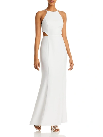 Aqua Womens Halter Cut-out Evening Dress In White