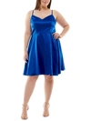 B DARLIN WOMENS SATIN SOLID COCKTAIL AND PARTY DRESS