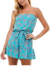 Be Bop Juniors Womens Floral Ruffled Romper In Multi
