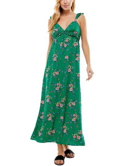 Kingston Grey Juniors Womens Floral Print Long Maxi Dress In Green