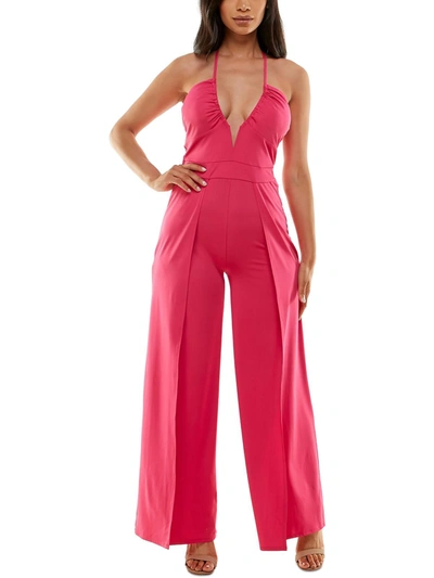 Bebe Womens Strappy Halter Jumpsuit In Pink