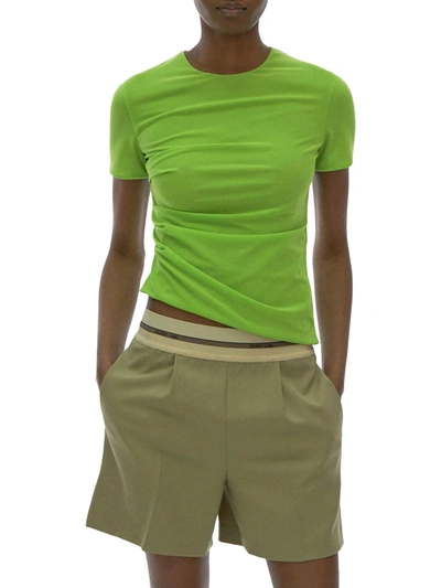 Helmut Lang Crepe Hosiery Reversible Short Sleeve T-shirt In Lawn