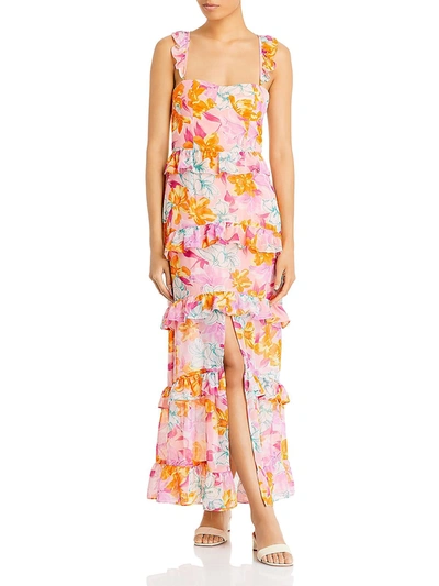 Wayf With Love Womens Floral Tiered Maxi Dress In White