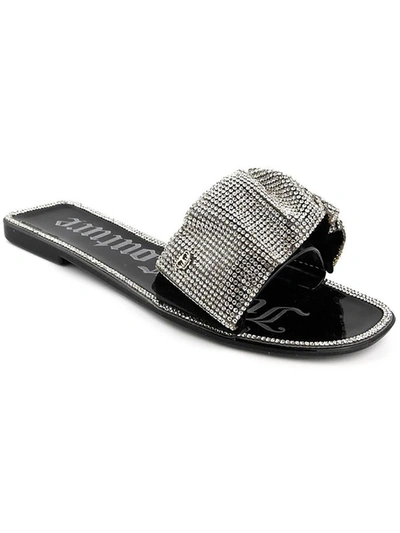 JUICY COUTURE HOLLYN WOMENS EMBELLISHED SLIP-ON SLIDE SANDALS