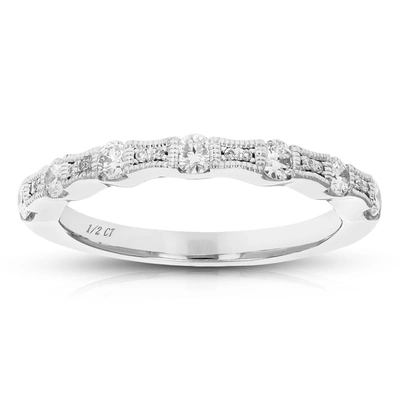 Vir Jewels 1/2 Cttw Round Cut Lab Grown Diamond Wedding Band 19 Stones .925 Sterling Silver Prong Set