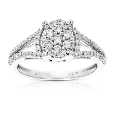 Vir Jewels 1/2 Cttw Round Lab Grown Diamond .925 Sterling Silver Wedding Engagement Ring