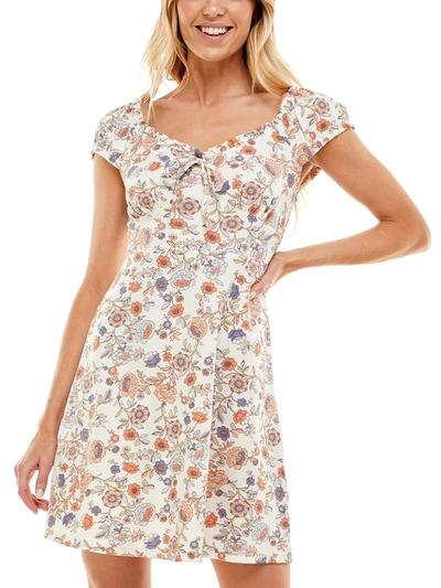 ULTRA FLIRT JUNIORS EMMA WOMENS FLORAL PRINT SHORT MINI DRESS