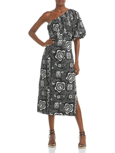 Rhode Womens Linen Printed Midi Dress In Multi