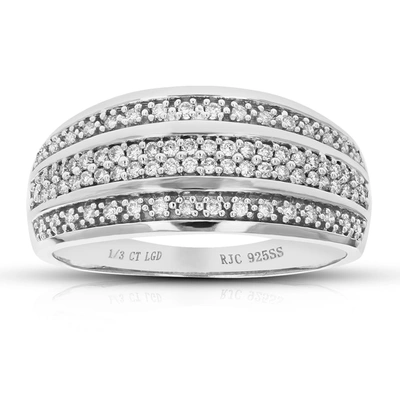 Vir Jewels 1/3 Cttw Round Cut Lab Grown Diamond Wedding Band 78 Stones .925 Sterling Silver Prong Set