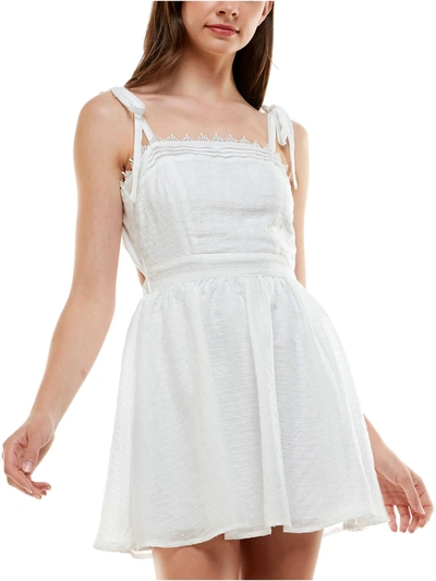 Trixxi Juniors Womens Cut-out Back Mini Fit & Flare Dress In White