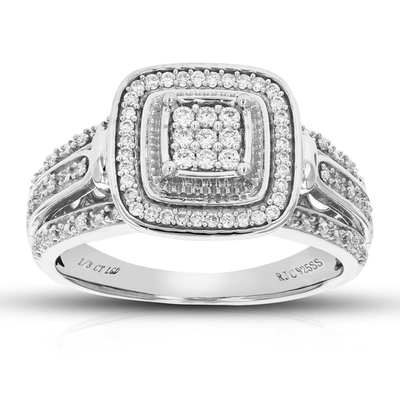 Vir Jewels 1/3 Cttw Round Cut Lab Grown Diamond Engagement Ring 67 Stones .925 Sterling Silver Prong Set