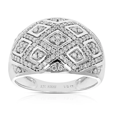 Vir Jewels 1/2 Cttw Round Cut Lab Grown Diamond Engagement Ring .925 Sterling Silver Set