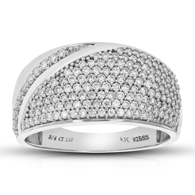 Vir Jewels 3/4 Cttw Round Cut Lab Grown Diamond Wedding Band 148 Stones .925 Sterling Silver Prong Set