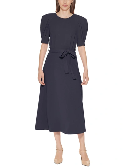 Calvin Klein Womens Pleated A-line Midi Dress In Multi