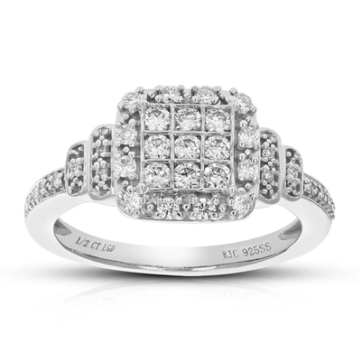 Vir Jewels 1/2 Cttw Round Cut Lab Grown Diamond Engagement Ring 35 Stones .925 Sterling Silver Prong Set