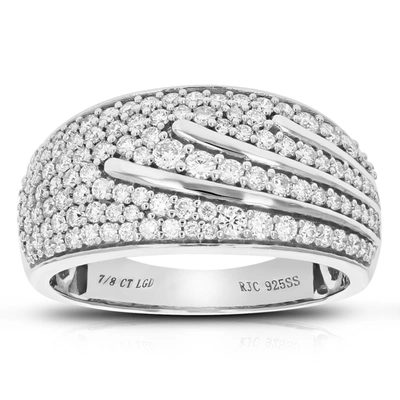 Vir Jewels 7/8 Cttw Round Cut Lab Grown Diamond Wedding Band 109 Stones .925 Sterling Silver Prong Set