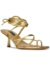 NINE WEST PINA 3 WOMENS FAUX LEATHER ANKLE TIE SLIDE SANDALS