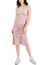 HIPPIE ROSE JUNIORS WOMENS FLORAL PRINT CALF MIDI DRESS