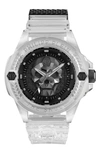 Philipp Plein Men's The $kull Transparent Silicone Strap Watch 45mm