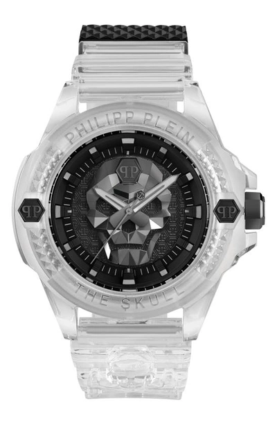 Philipp Plein Men's The $kull Transparent Silicone Strap Watch 45mm