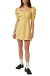 Free People Cheyenne Denim Minidress In Sand Dune