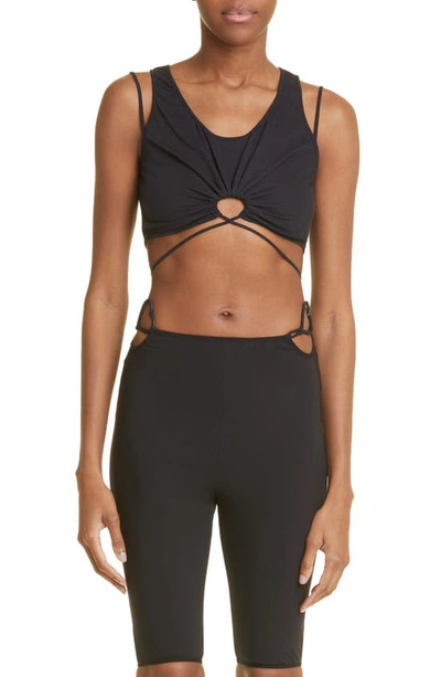 Nensi Dojaka Cotton Knit Cropped Tank Top W/ Key Hole In Black