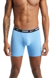 Nike Dri-fit Essential Assorted 3-pack Stretch Cotton Boxer Briefs In Patterned Blue