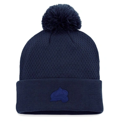 Fanatics Branded Navy Colourado Avalanche Authentic Pro Road Cuffed Knit Hat With Pom