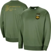 NIKE NIKE OLIVE IOWA HAWKEYES MILITARY COLLECTION ALL-TIME PERFORMANCE CREW PULLOVER SWEATSHIRT