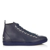 JIMMY CHOO COLT Official Navy Smooth Calf Leather High Top Trainers,COLTSML S