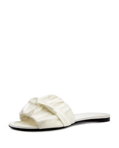 The Row Ellen Ruched-front Satin Slides In White