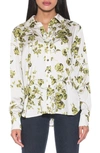 Alexia Admor Rylin Silky Front Button Blouse In Sage Floral