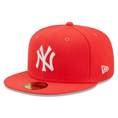 New Era Red New York Yankees Lava Highlighter Logo 59fifty Fitted Hat