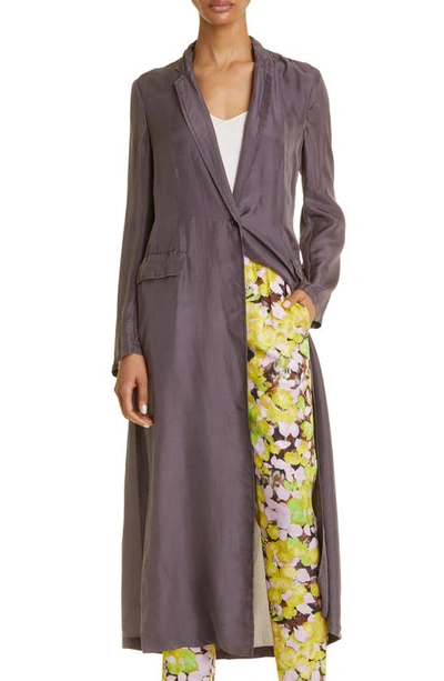 Dries Van Noten Bongo Silk Duster Blazer In Brown 703