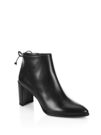 Stuart Weitzman Loft Block-heel Leather Bootie, Black In Black Nappa Leather