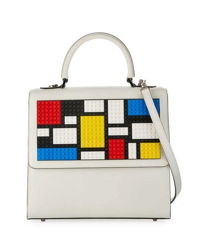 Les Petits Joueurs Mini Alex Mondrian Shoulder Bag, White/black