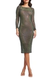 Dress The Population Emery Bateau-neck Rhinestone Sheath Dress In Black Multi