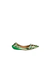 13 09 Sr Embellished Leather Ballet Flats Miky In Green