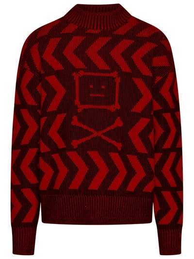 Acne Studios Men's Keith Cross Bones Wool-blend Sweater In Red