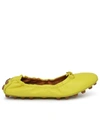 TOD'S TOD'S YELLOW LEATHER BUBBLE BALLET FLATS