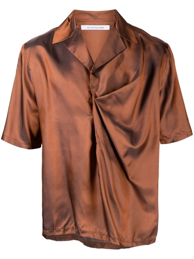 Bianca Saunders Orange Gathered Short-sleeve Shirt