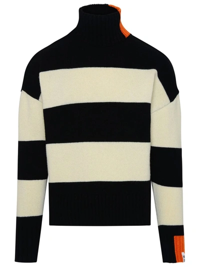 RIGHT FOR RIGHT FOR BLACK AND WHITE WOOL TURTLENECK SWEATER