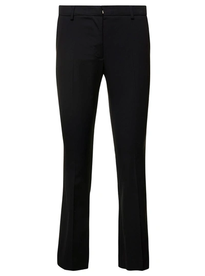 Pt Torino Black Cropped Flared Jaine Pants In Wool Woman